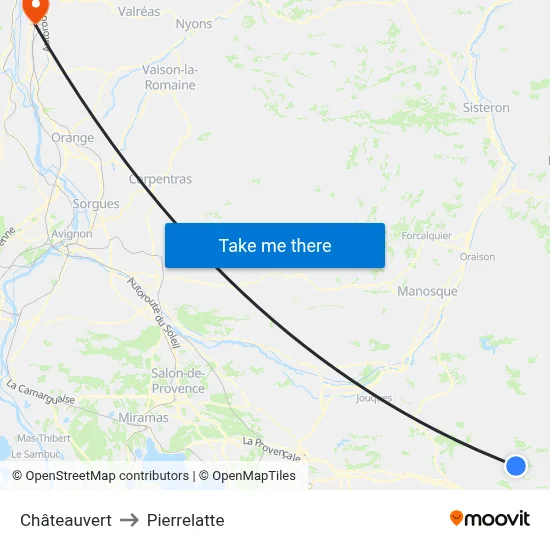 Châteauvert to Pierrelatte map