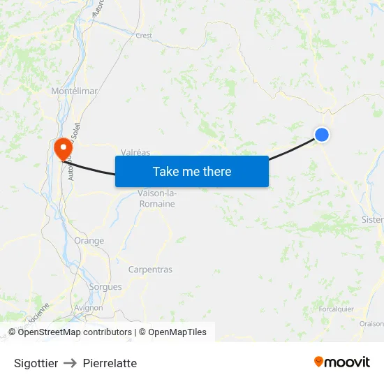 Sigottier to Pierrelatte map
