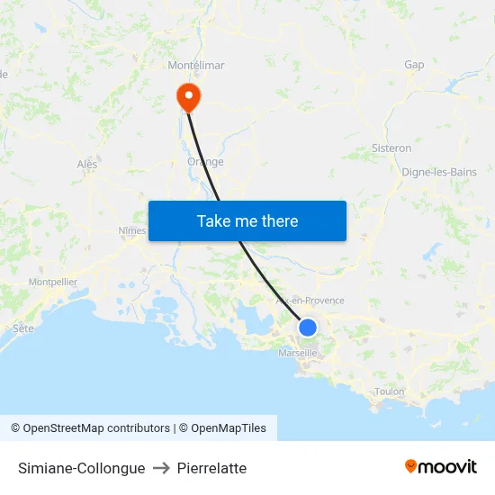 Simiane-Collongue to Pierrelatte map