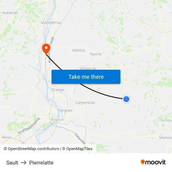 Sault to Pierrelatte map