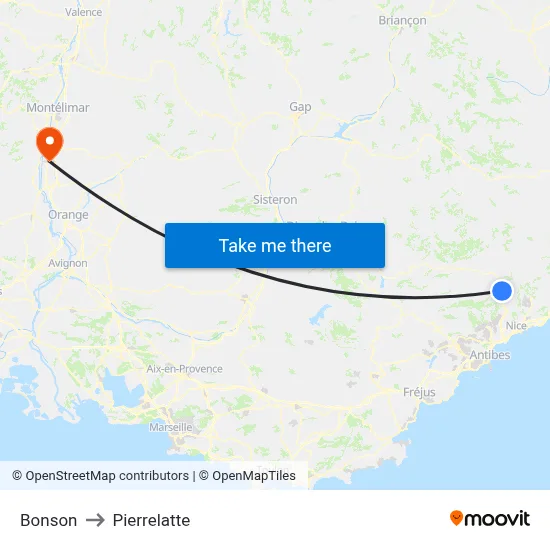 Bonson to Pierrelatte map