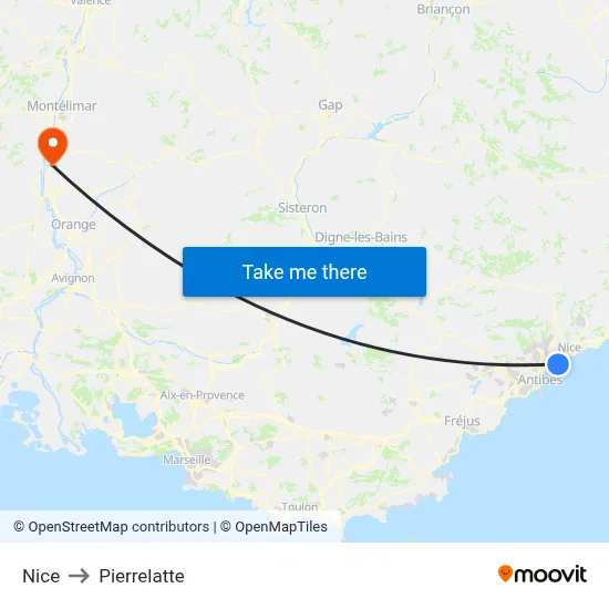 Nice to Pierrelatte map