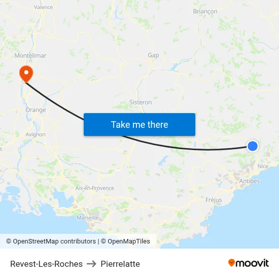 Revest-Les-Roches to Pierrelatte map