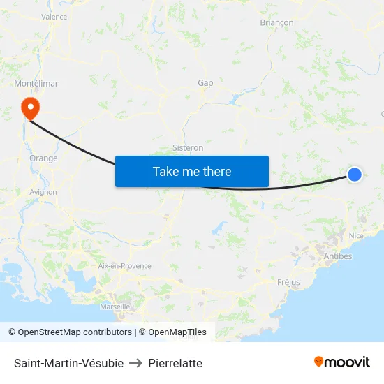 Saint-Martin-Vésubie to Pierrelatte map
