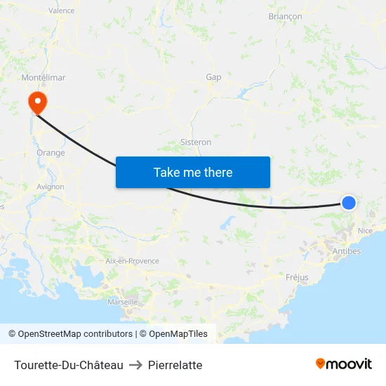 Tourette-Du-Château to Pierrelatte map