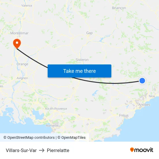 Villars-Sur-Var to Pierrelatte map