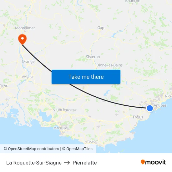 La Roquette-Sur-Siagne to Pierrelatte map