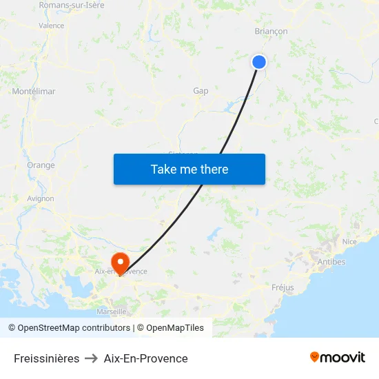 Freissinières to Aix-En-Provence map