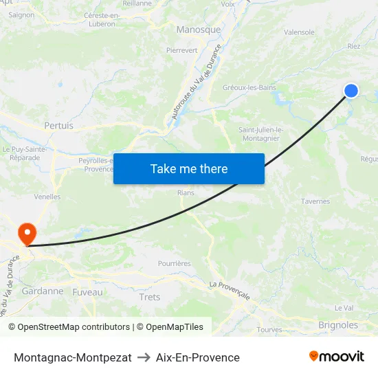 Montagnac-Montpezat to Aix-En-Provence map