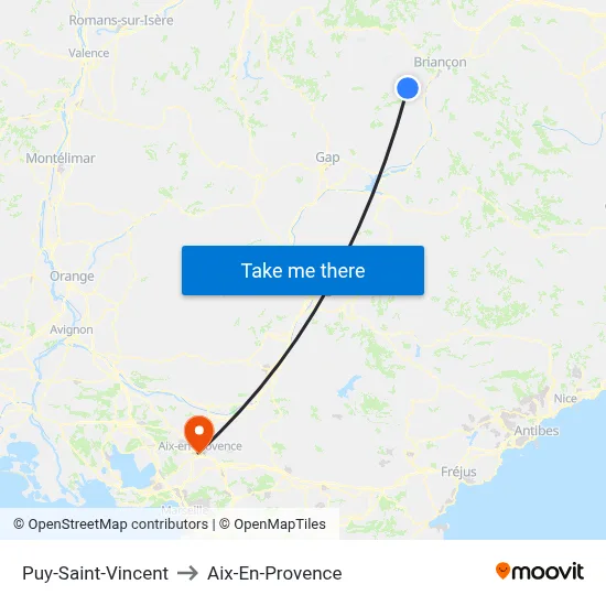Puy-Saint-Vincent to Aix-En-Provence map