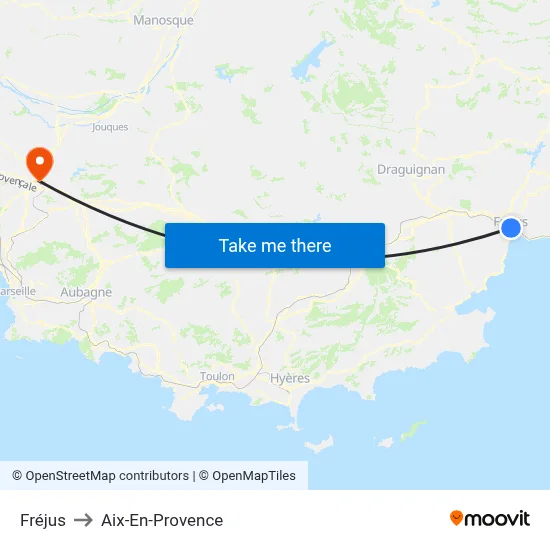 Fréjus to Aix-En-Provence map