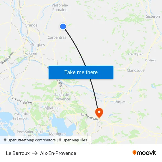 Le Barroux to Aix-En-Provence map