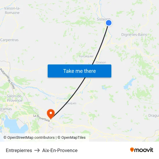 Entrepierres to Aix-En-Provence map