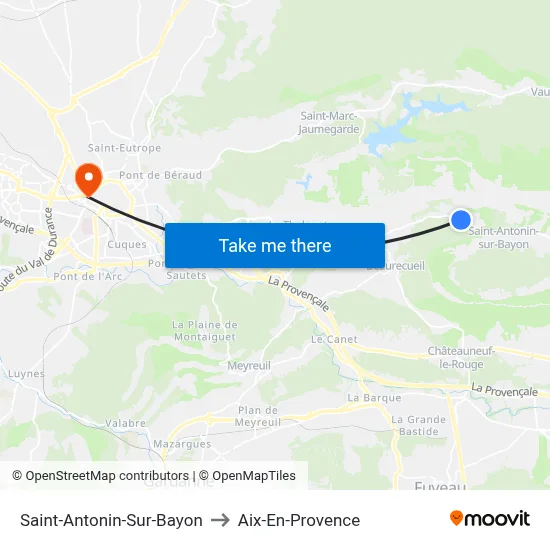 Saint-Antonin-Sur-Bayon to Aix-En-Provence map