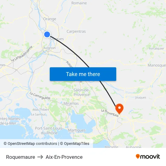 Roquemaure to Aix-En-Provence map