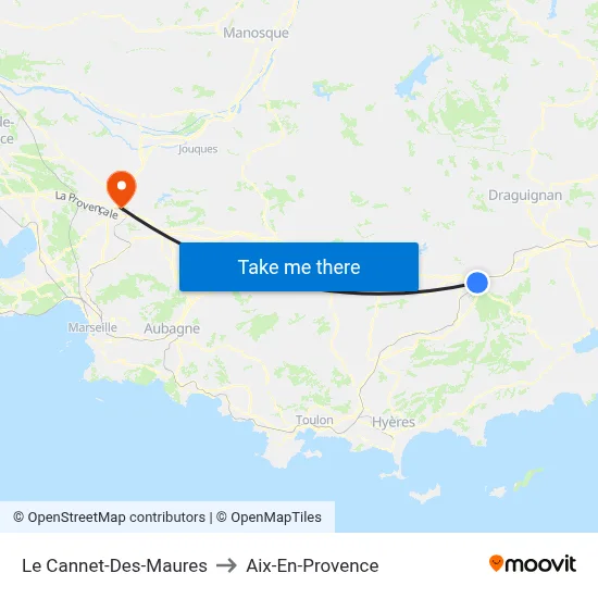 Le Cannet-Des-Maures to Aix-En-Provence map