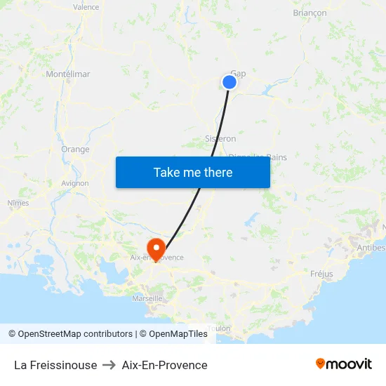 La Freissinouse to Aix-En-Provence map