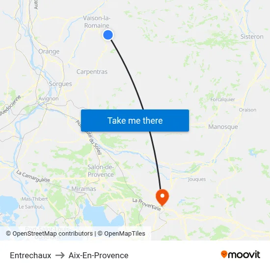 Entrechaux to Aix-En-Provence map