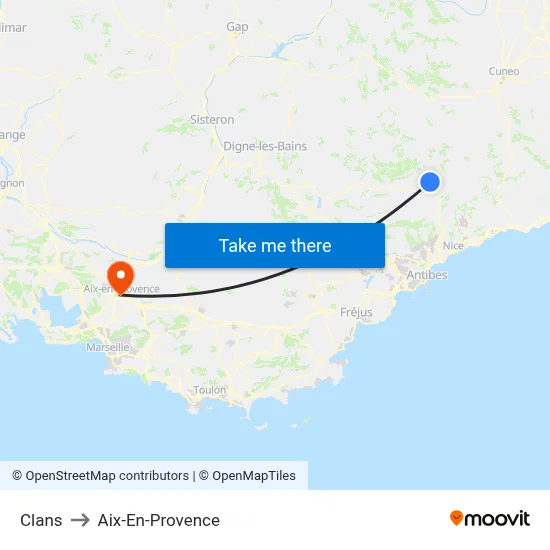 Clans to Aix-En-Provence map