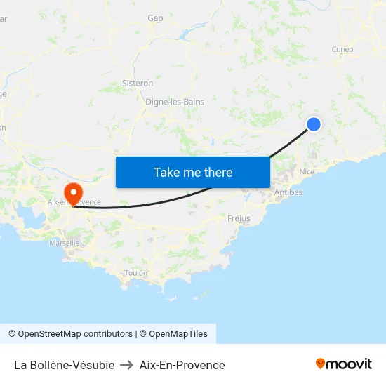 La Bollène-Vésubie to Aix-En-Provence map