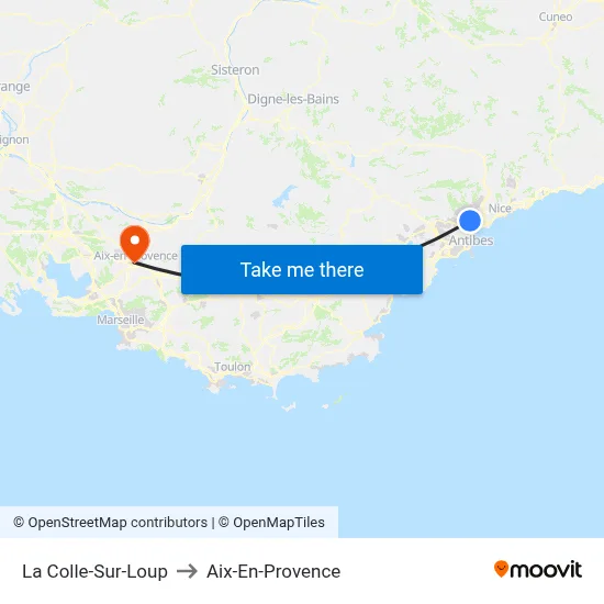 La Colle-Sur-Loup to Aix-En-Provence map