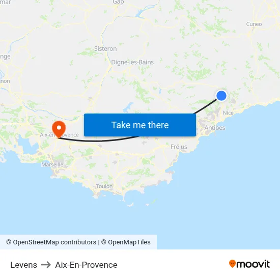 Levens to Aix-En-Provence map