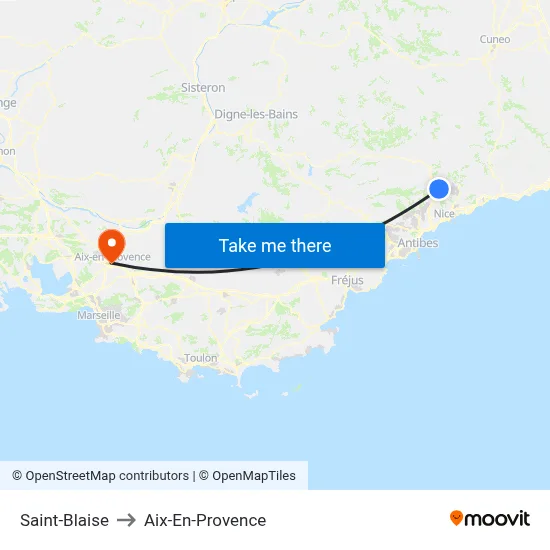 Saint-Blaise to Aix-En-Provence map