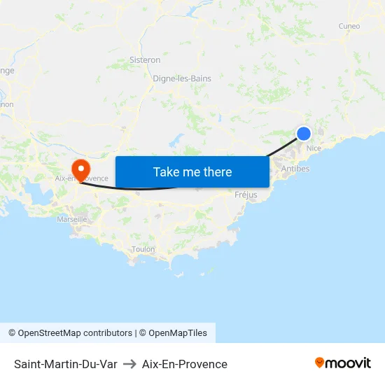 Saint-Martin-Du-Var to Aix-En-Provence map