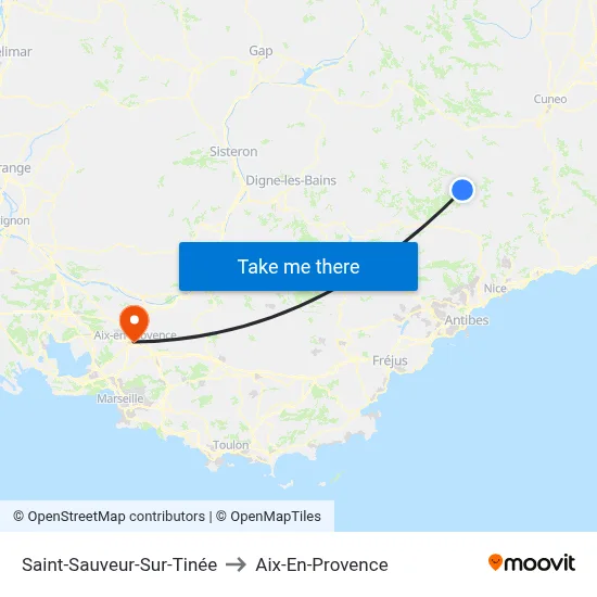 Saint-Sauveur-Sur-Tinée to Aix-En-Provence map