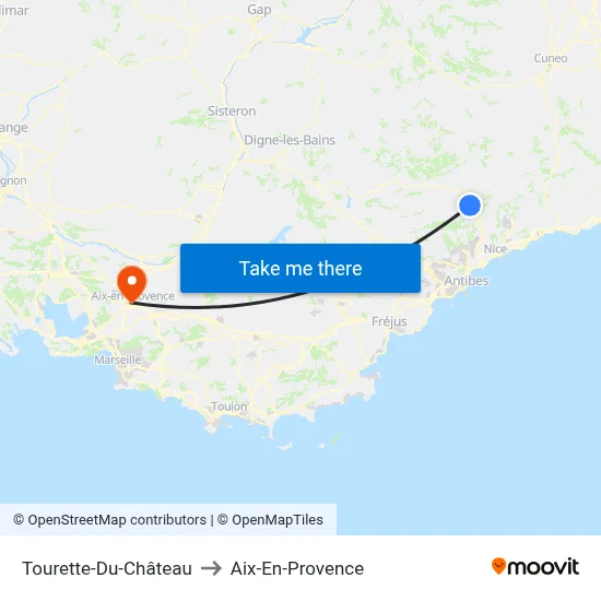 Tourette-Du-Château to Aix-En-Provence map