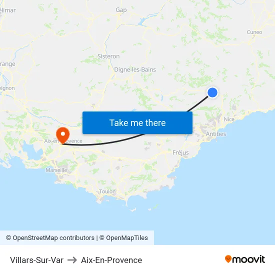Villars-Sur-Var to Aix-En-Provence map