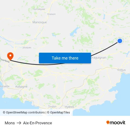 Mons to Aix-En-Provence map