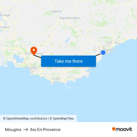 Mougins to Aix-En-Provence map
