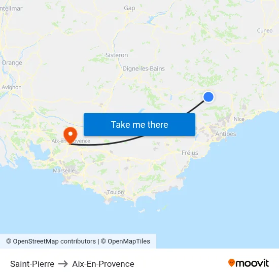 Saint-Pierre to Aix-En-Provence map