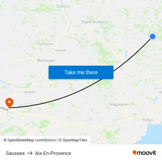 Sausses to Aix-En-Provence map