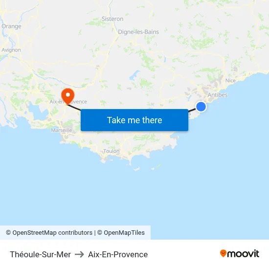 Théoule-Sur-Mer to Aix-En-Provence map
