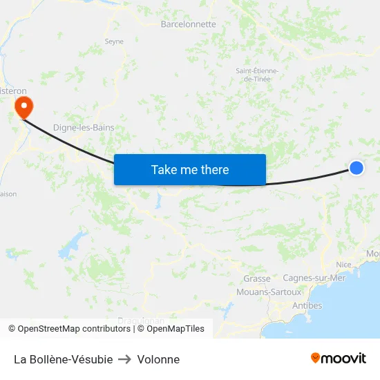 La Bollène-Vésubie to Volonne map
