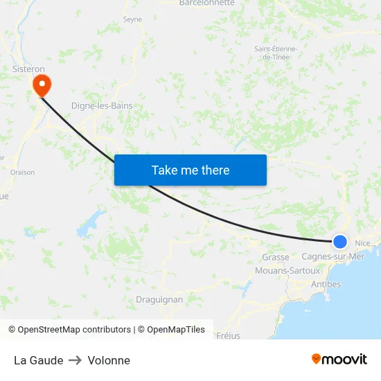 La Gaude to Volonne map
