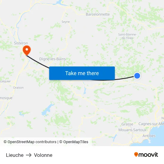 Lieuche to Volonne map