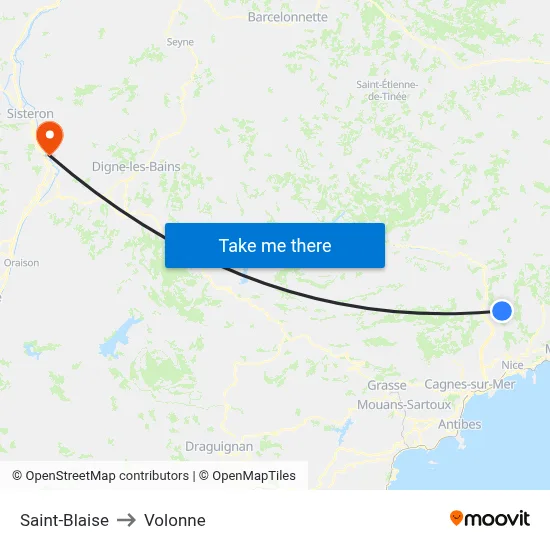 Saint-Blaise to Volonne map