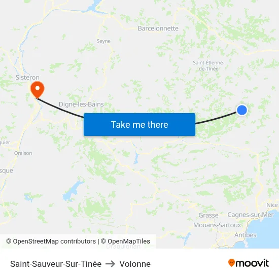 Saint-Sauveur-Sur-Tinée to Volonne map