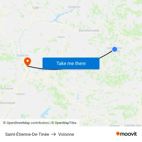 Saint-Étienne-De-Tinée to Volonne map