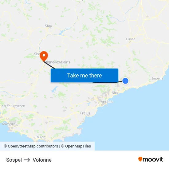 Sospel to Volonne map
