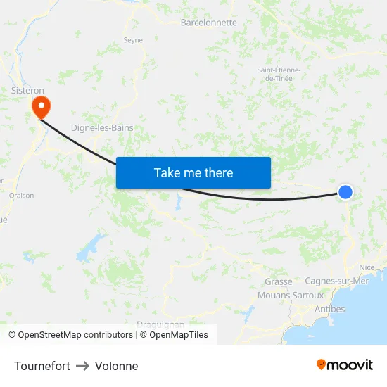 Tournefort to Volonne map