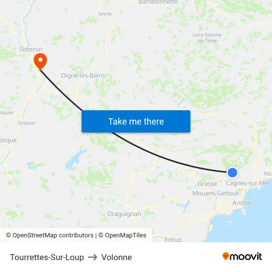 Tourrettes-Sur-Loup to Volonne map