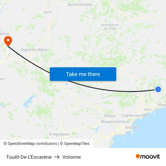 Touët-De-L'Escarène to Volonne map