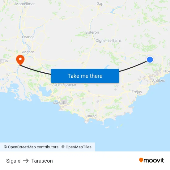 Sigale to Tarascon map