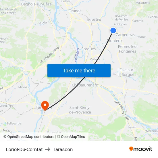 Loriol-Du-Comtat to Tarascon map