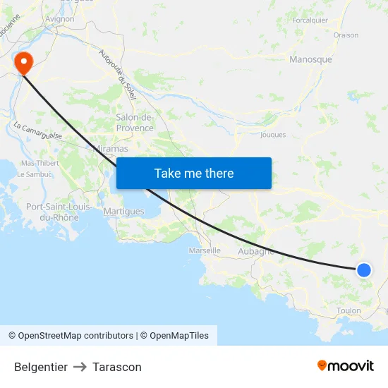 Belgentier to Tarascon map