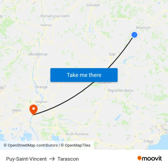 Puy-Saint-Vincent to Tarascon map